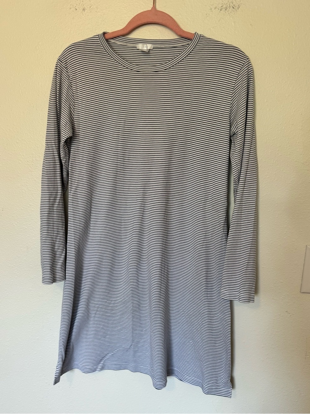 Lake 100% Pima Cotton Nightgown Pajamas 3//4 Sleeve Blue White Stripe EUC